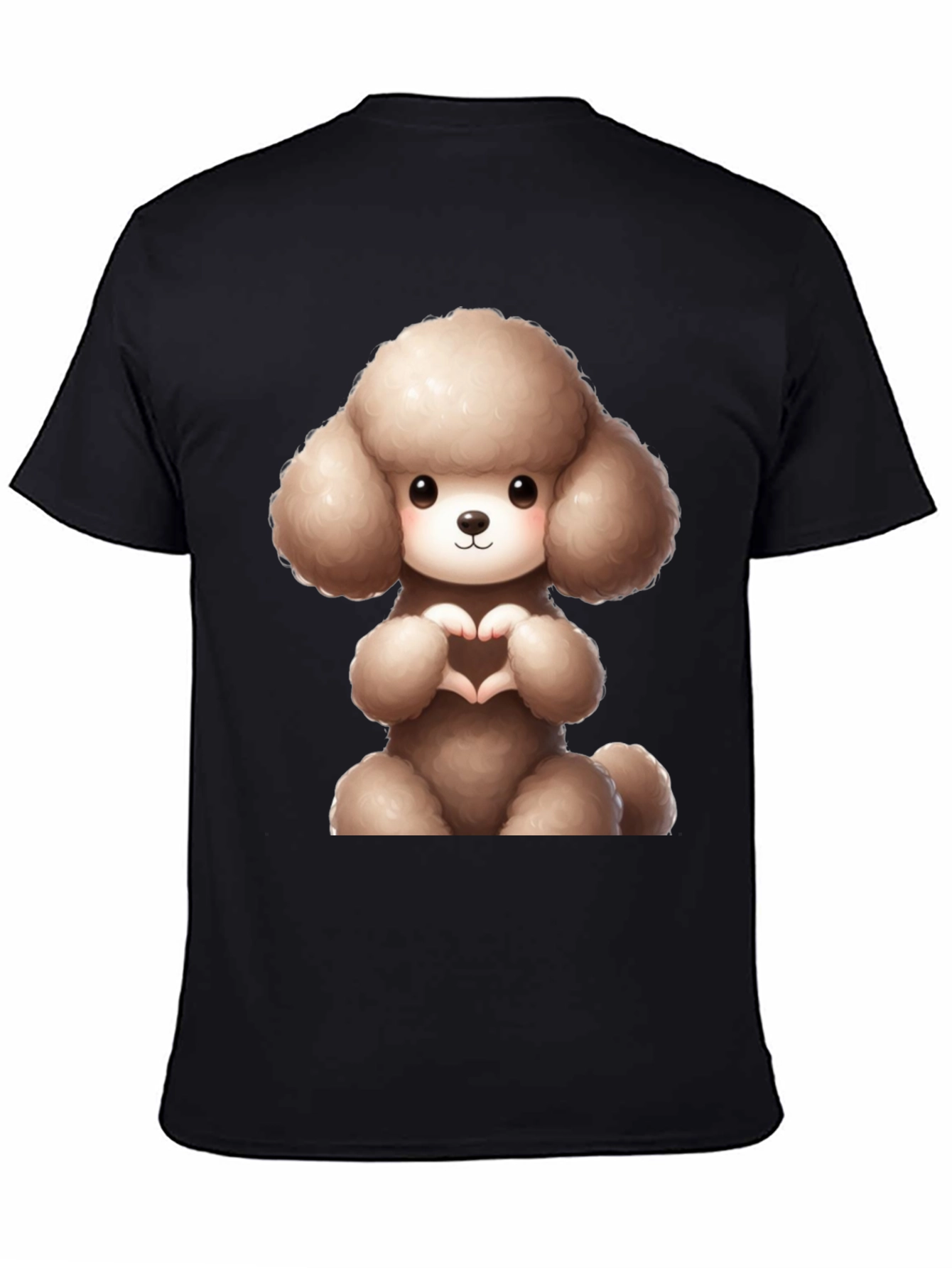 Cute Poodle Heart Hands Black T-Shirt