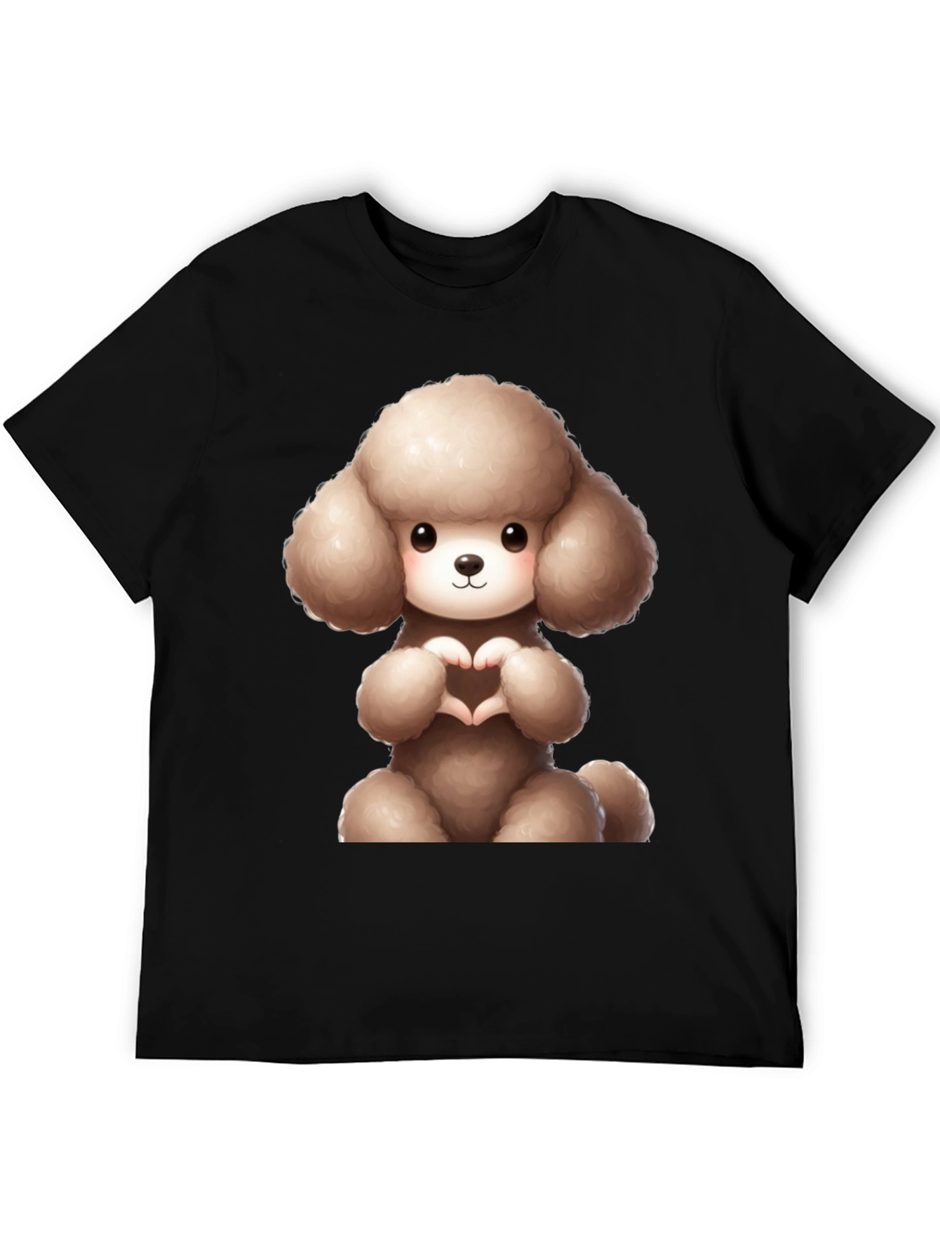 Cute Poodle Heart Hands Black T-Shirt