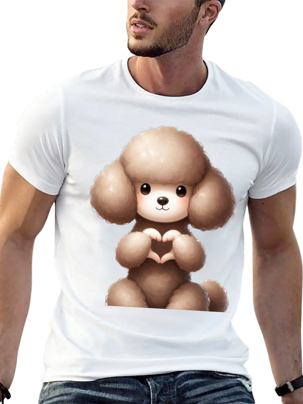Cute Poodle Heart Hands Black T-Shirt
