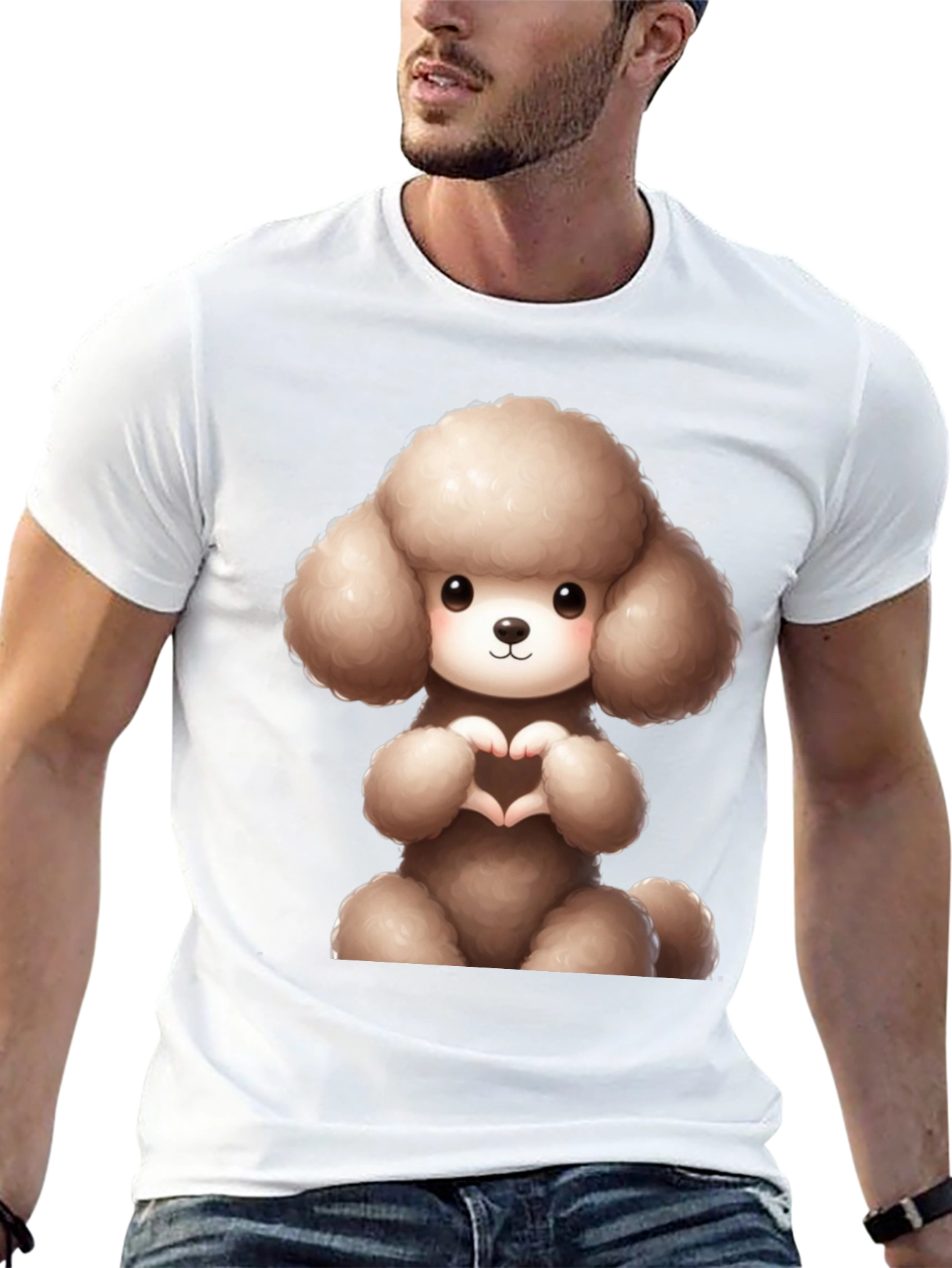 Cute Poodle Heart Hands Black T-Shirt