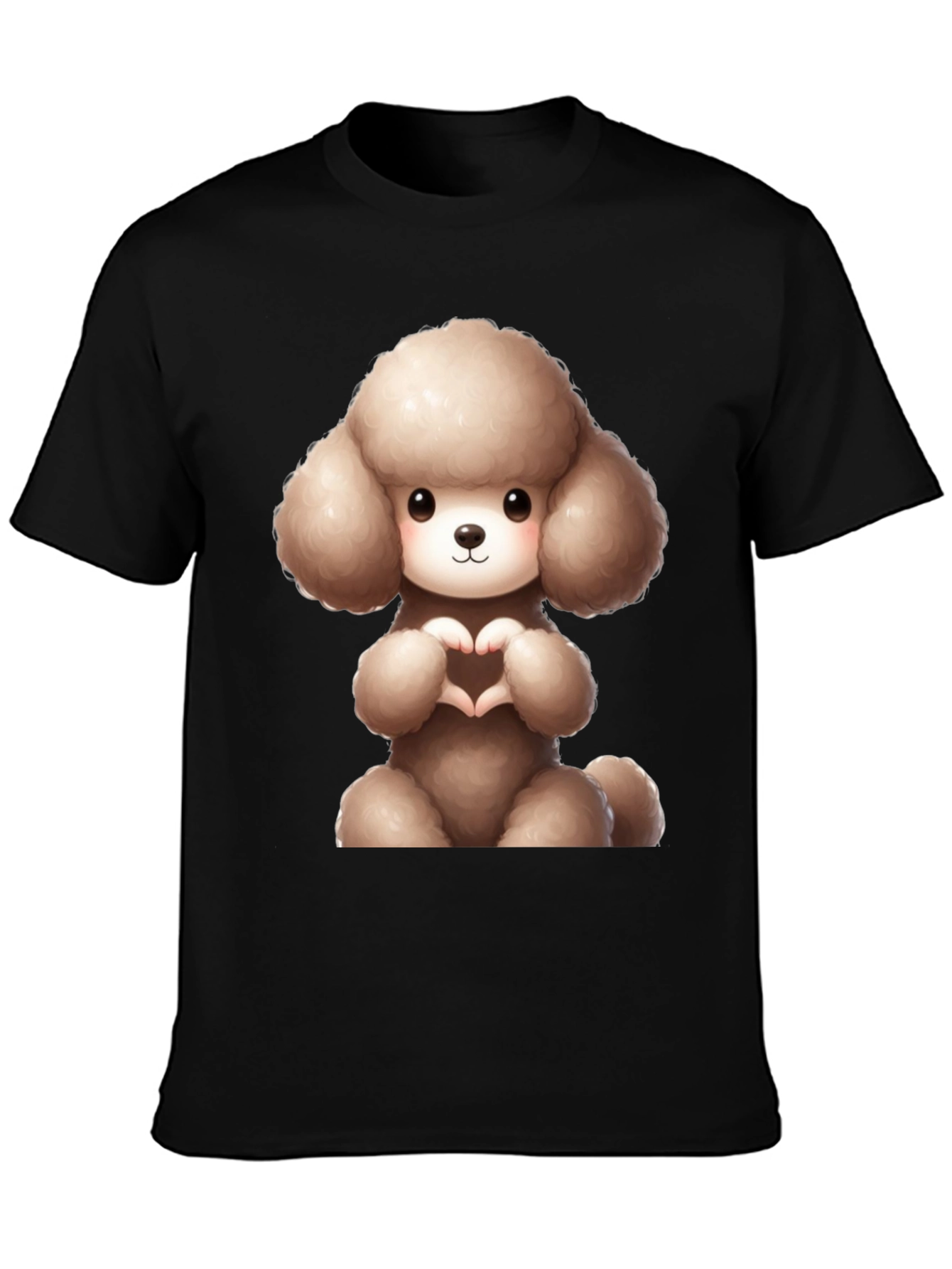 Cute Poodle Heart Hands Black T-Shirt