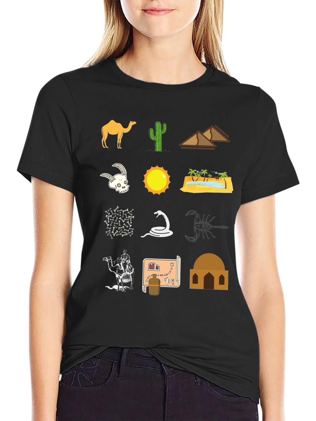 Desert Life Graphic Tee - Black Cotton T-Shirt