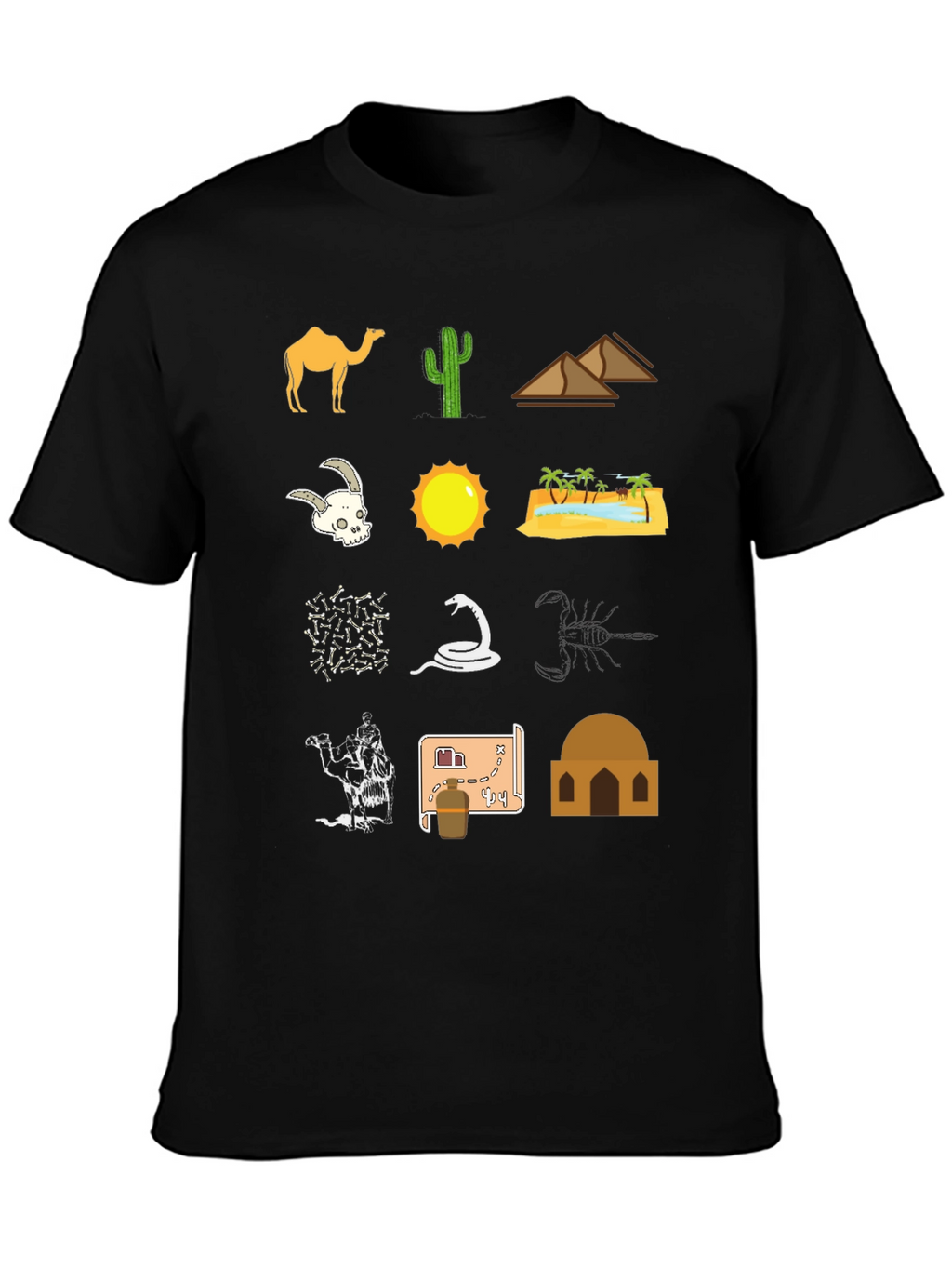 Desert Life Graphic Tee - Black Cotton T-Shirt