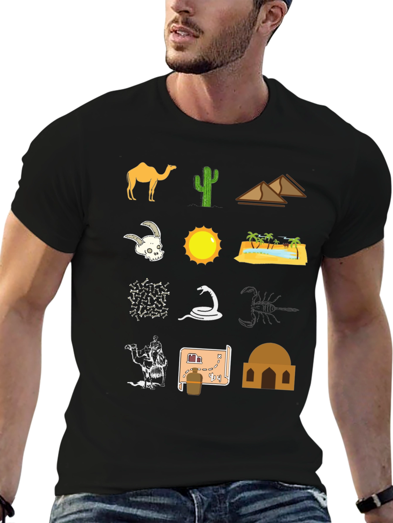 Desert Life Graphic Tee - Black Cotton T-Shirt