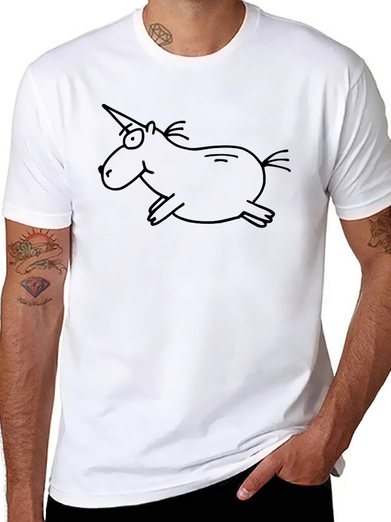 Funny Unicorn Graphic Black T-Shirt