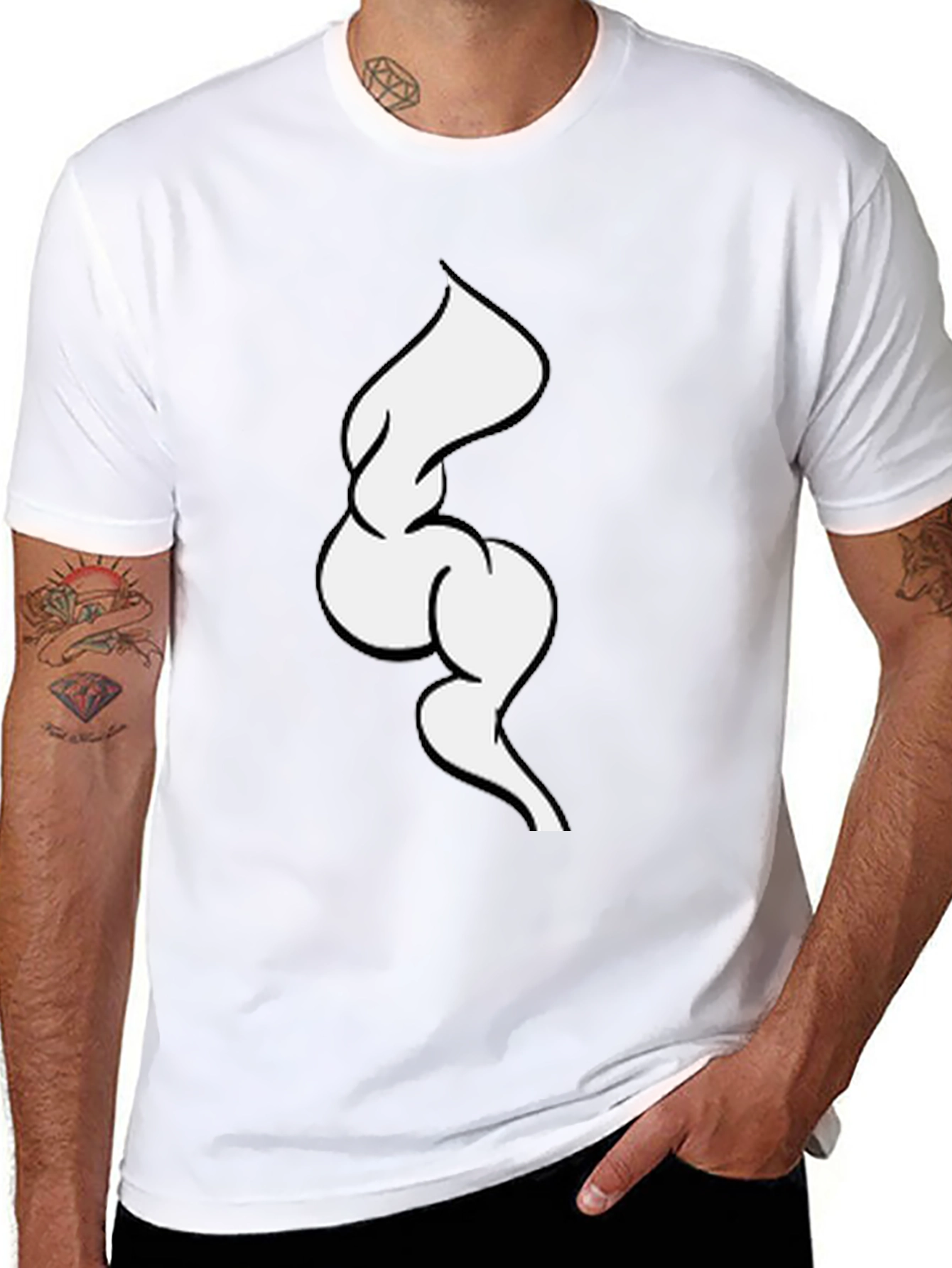 Abstract White Swirl on Black Tee