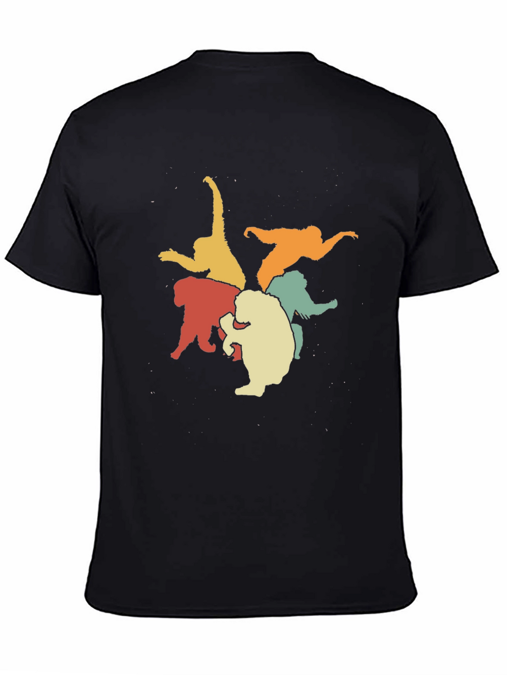 Retro Monkey Circle Black Graphic Tee