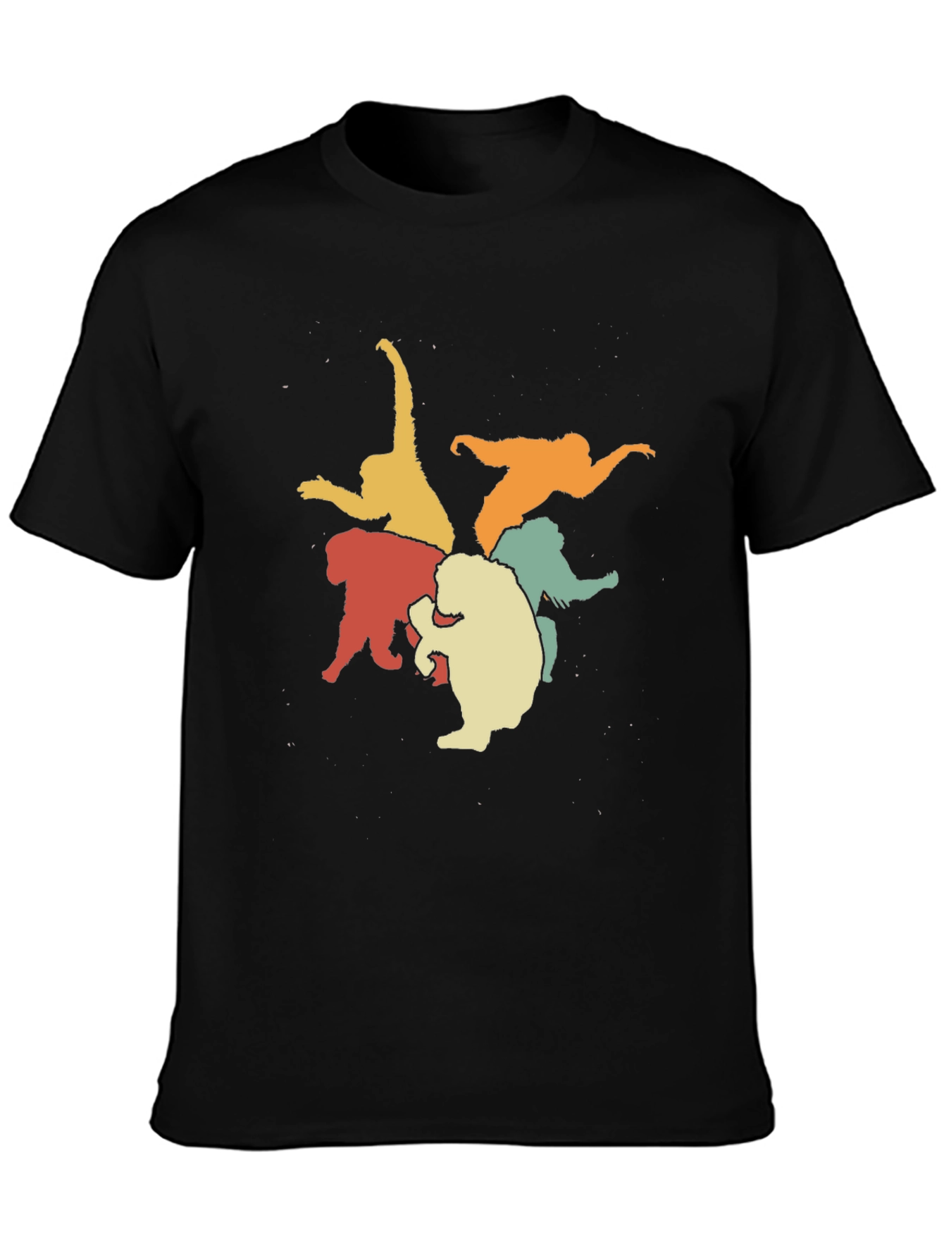 Retro Monkey Circle Black Graphic Tee