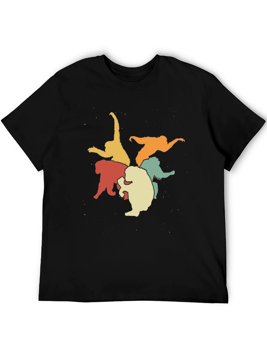 Retro Monkey Circle Black Graphic Tee
