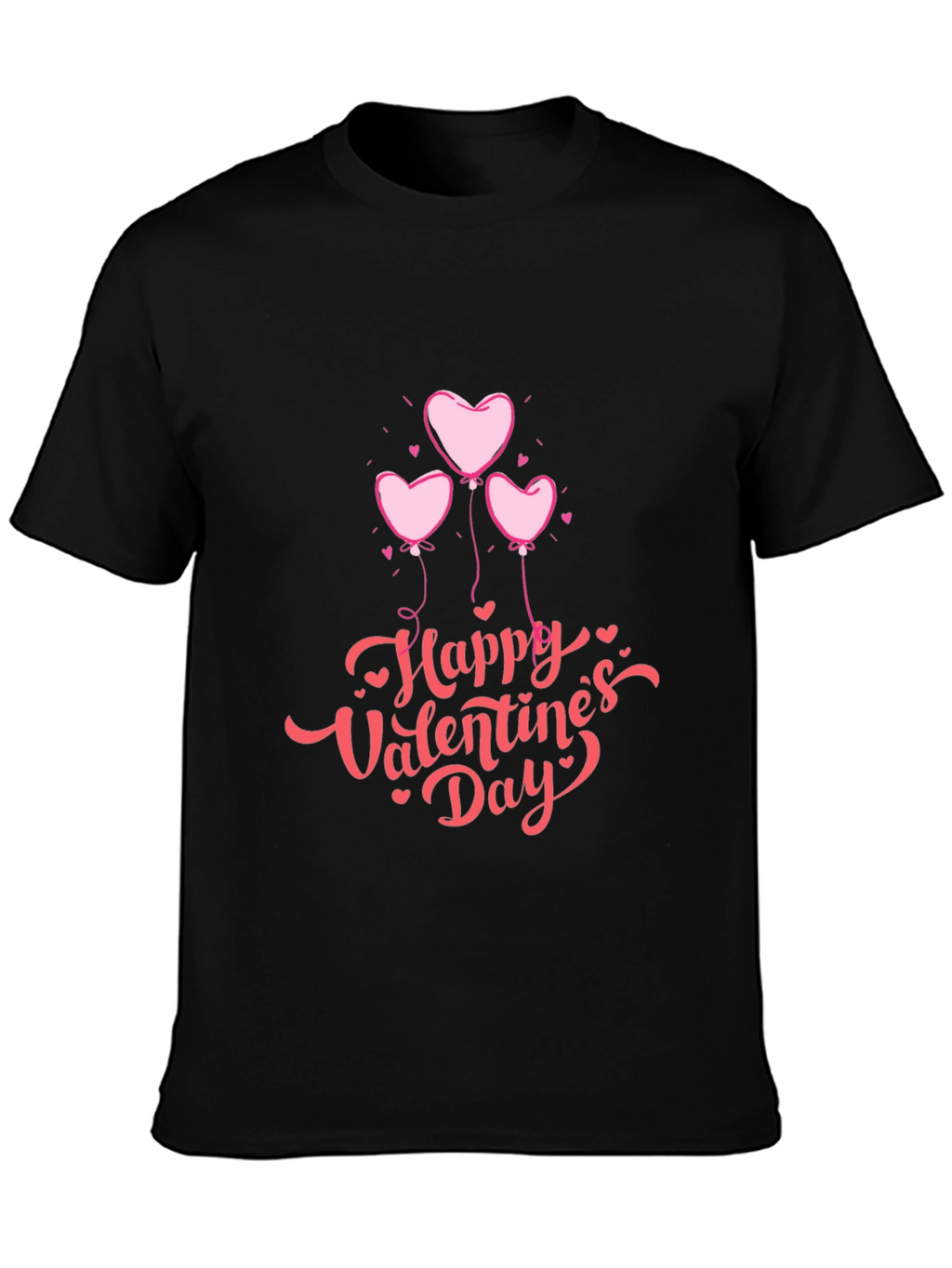 Valentines Day Heart Balloons Black T-Shirt
