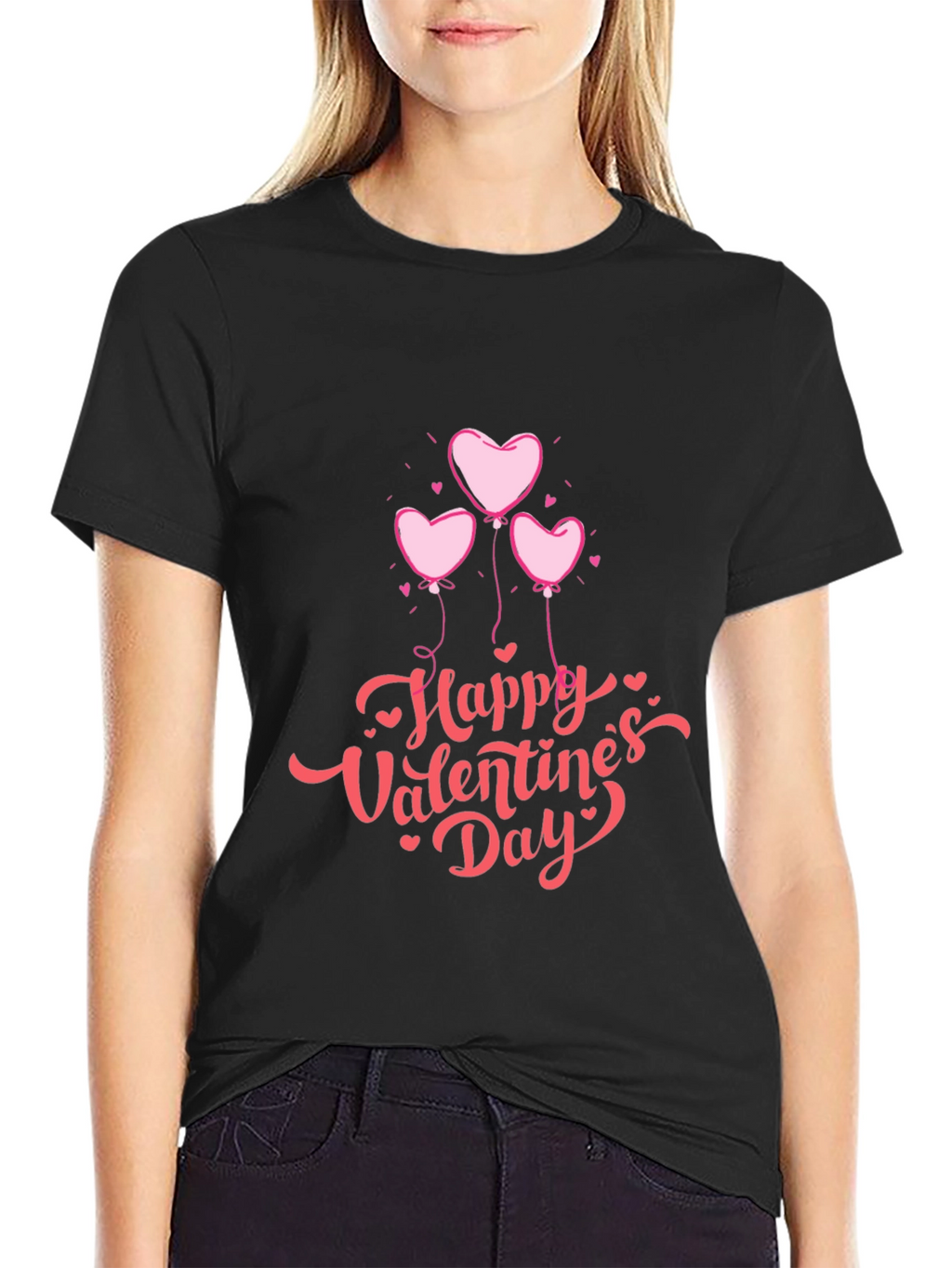 Valentines Day Heart Balloons Black T-Shirt