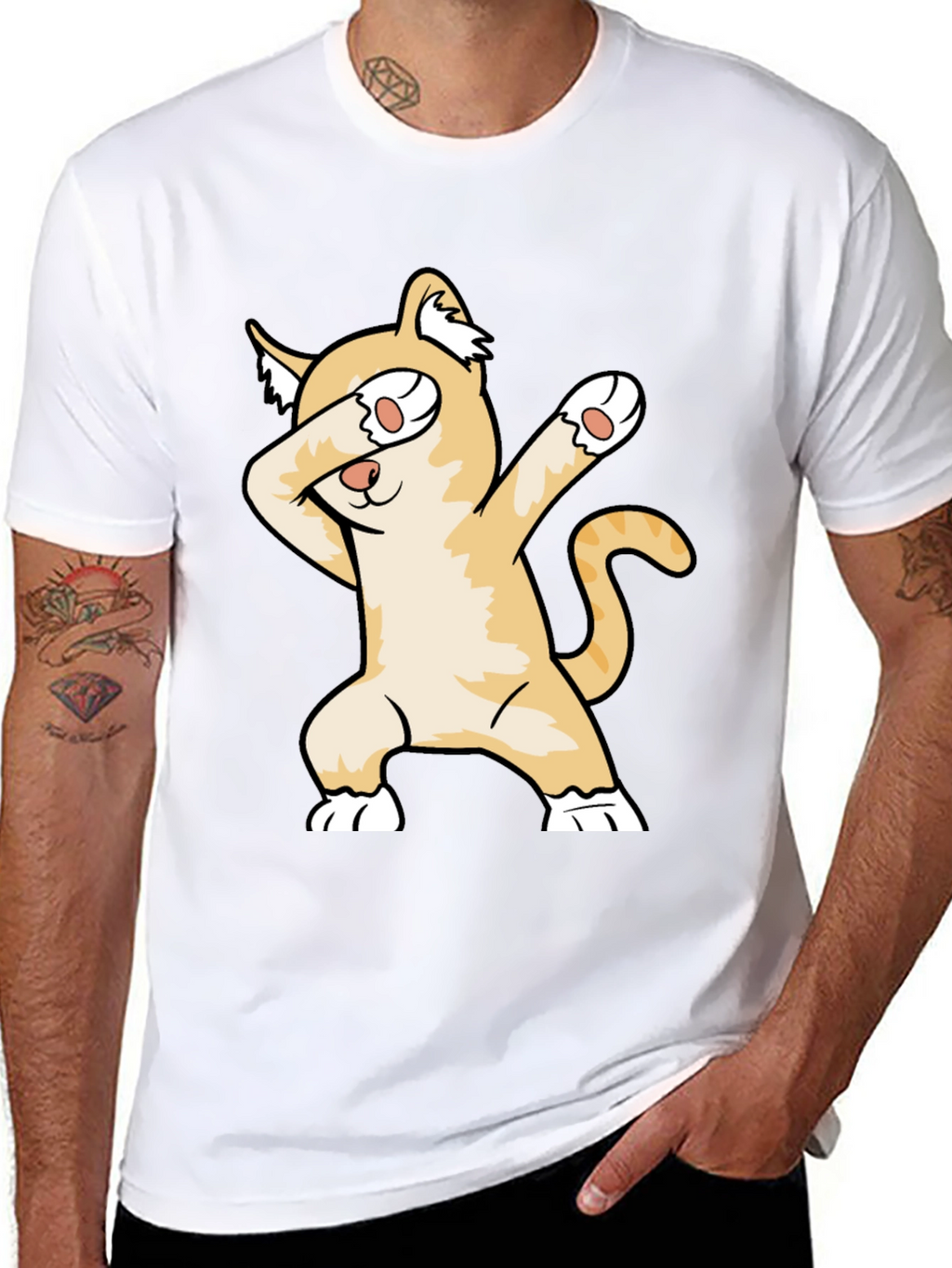 Dabbing Cat Graphic Tee - Unisex Black T-Shirt