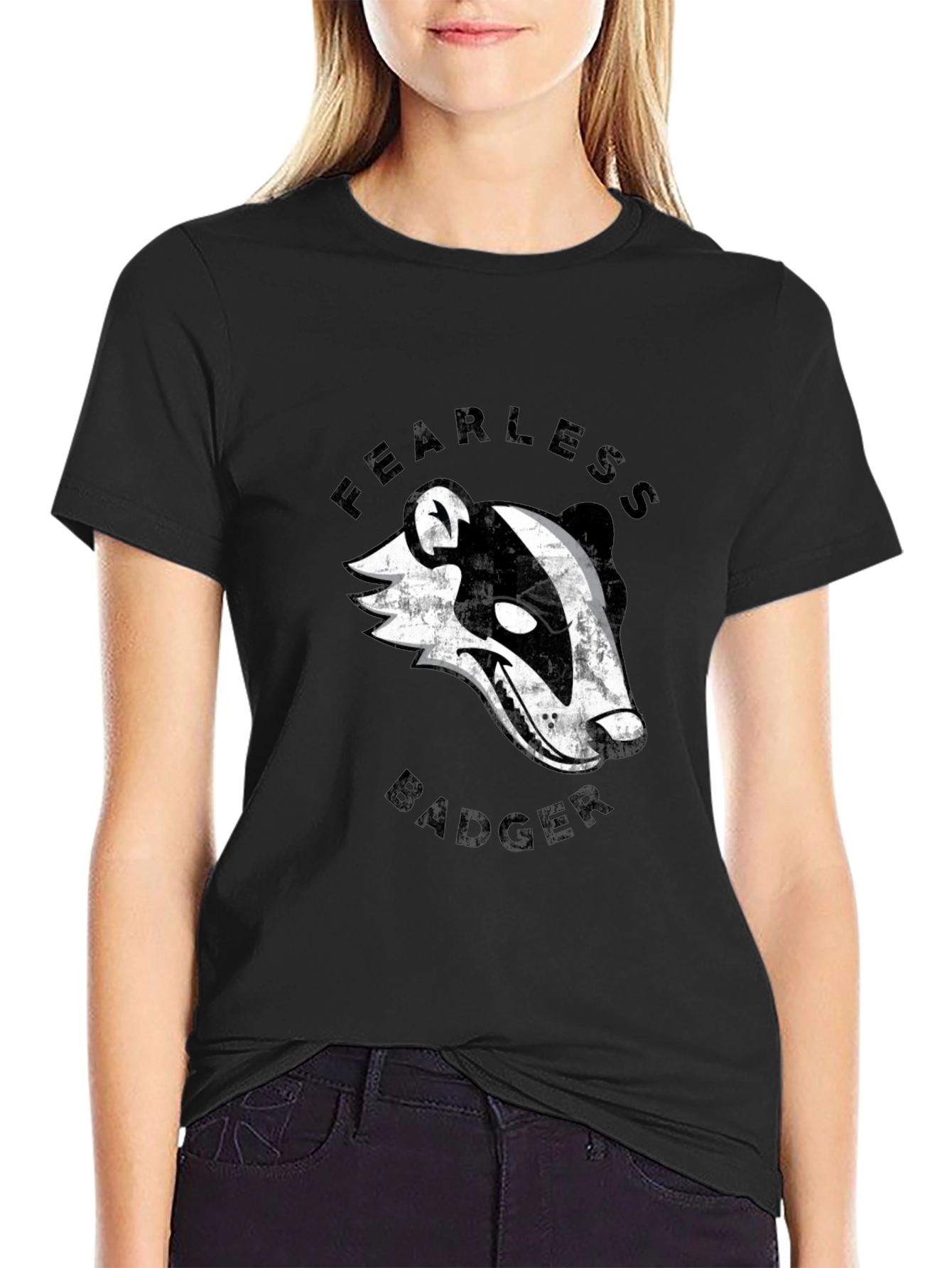 Fearless Badger Graphic Tee - Cool Mens Black T-Shirt