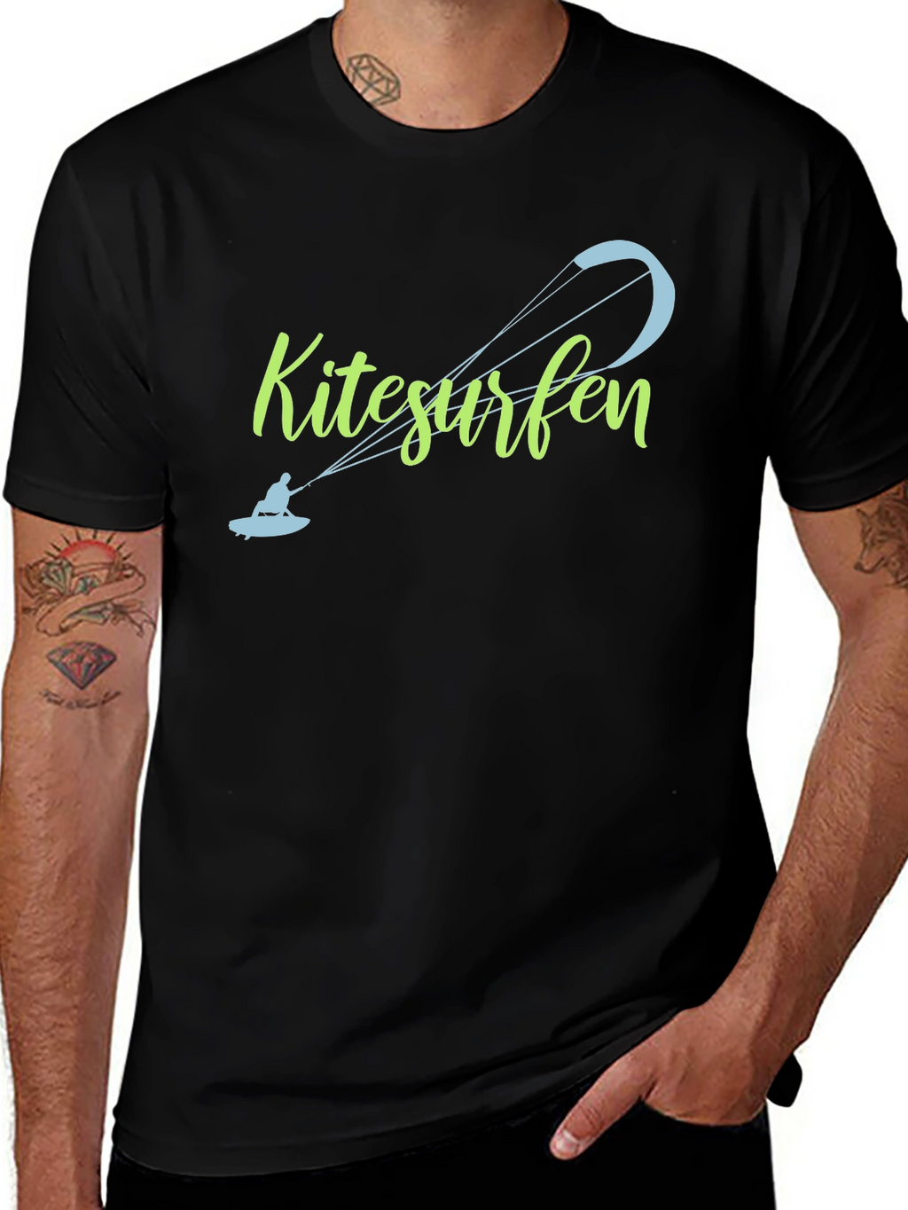 Kitesurfen Black T-Shirt - Unique Design