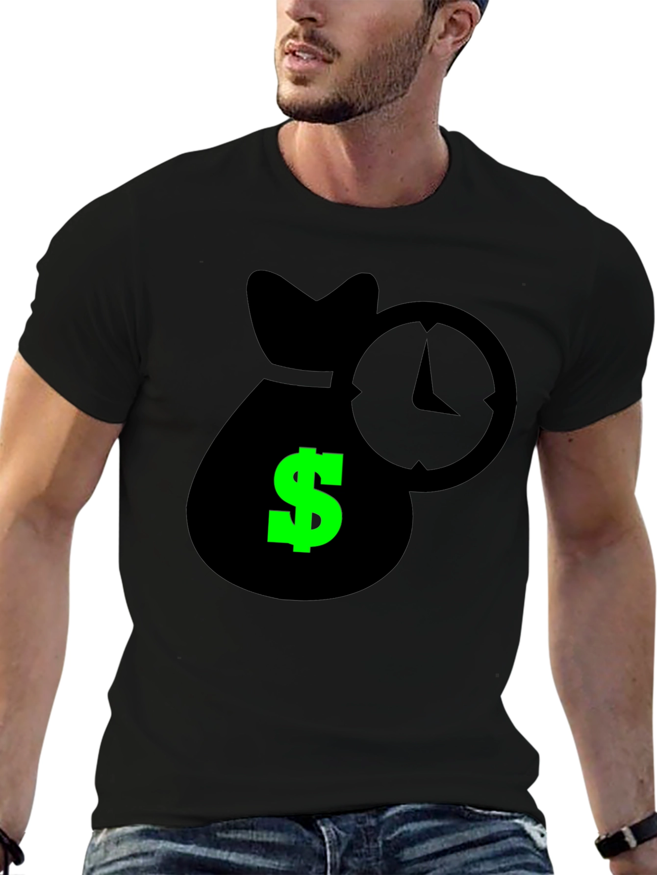 Time is Money Graphic Tee - Black Cotton Shirt
