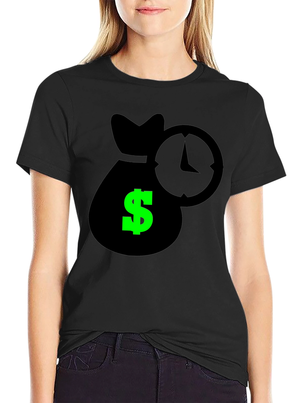 Time is Money Graphic Tee - Black Cotton Shirt