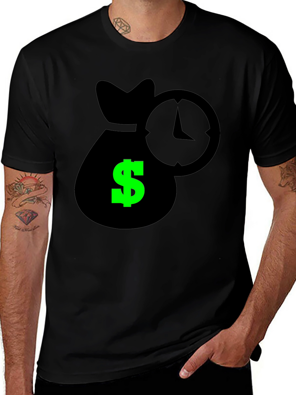 Time is Money Graphic Tee - Black Cotton Shirt