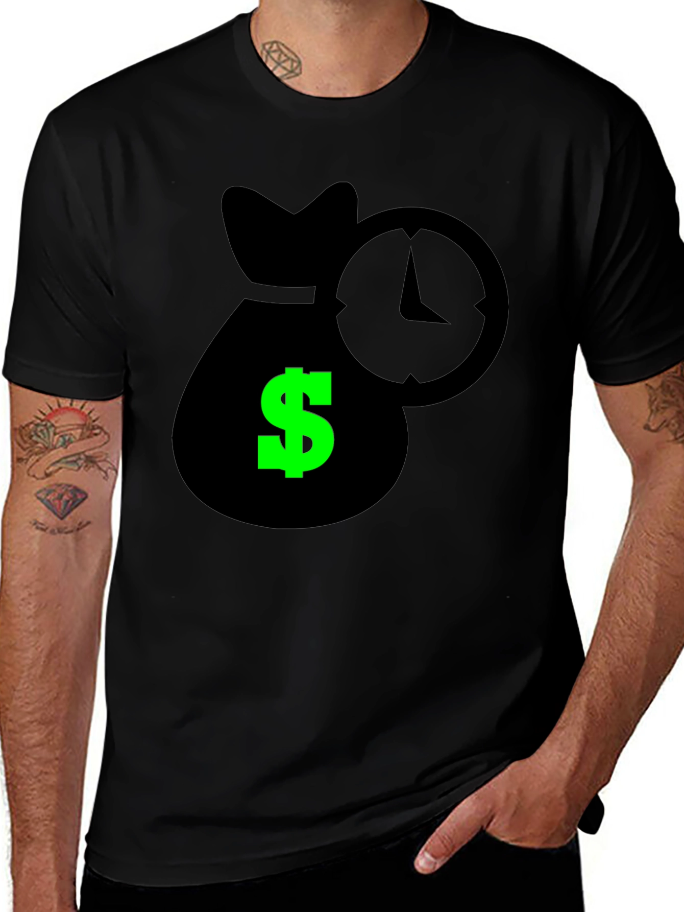 Time is Money Graphic Tee - Black Cotton Shirt