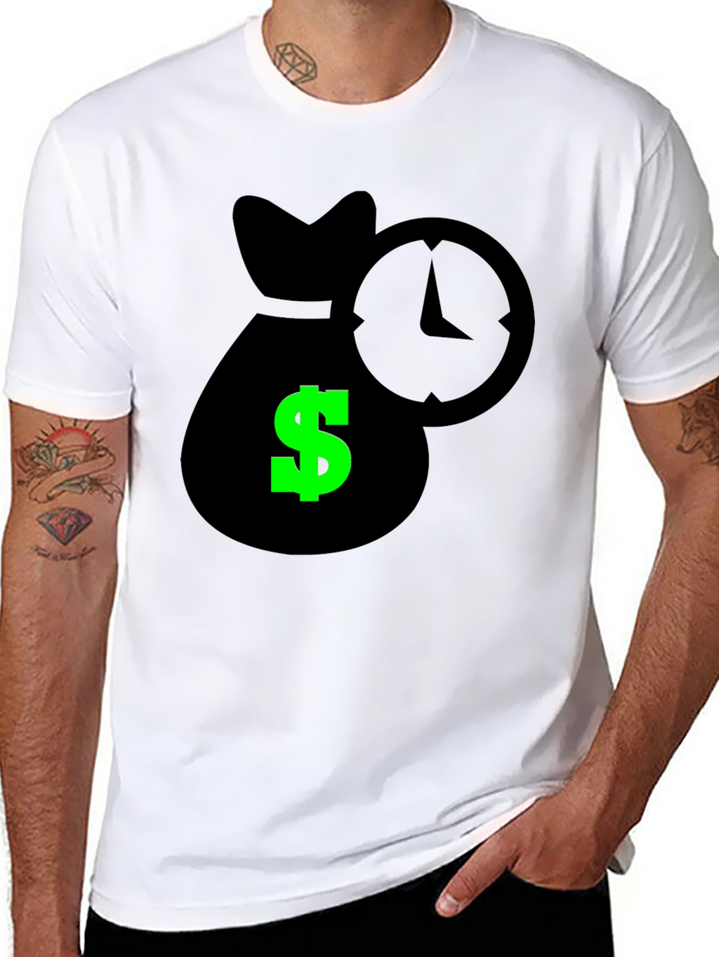 Time is Money Graphic Tee - Black Cotton Shirt