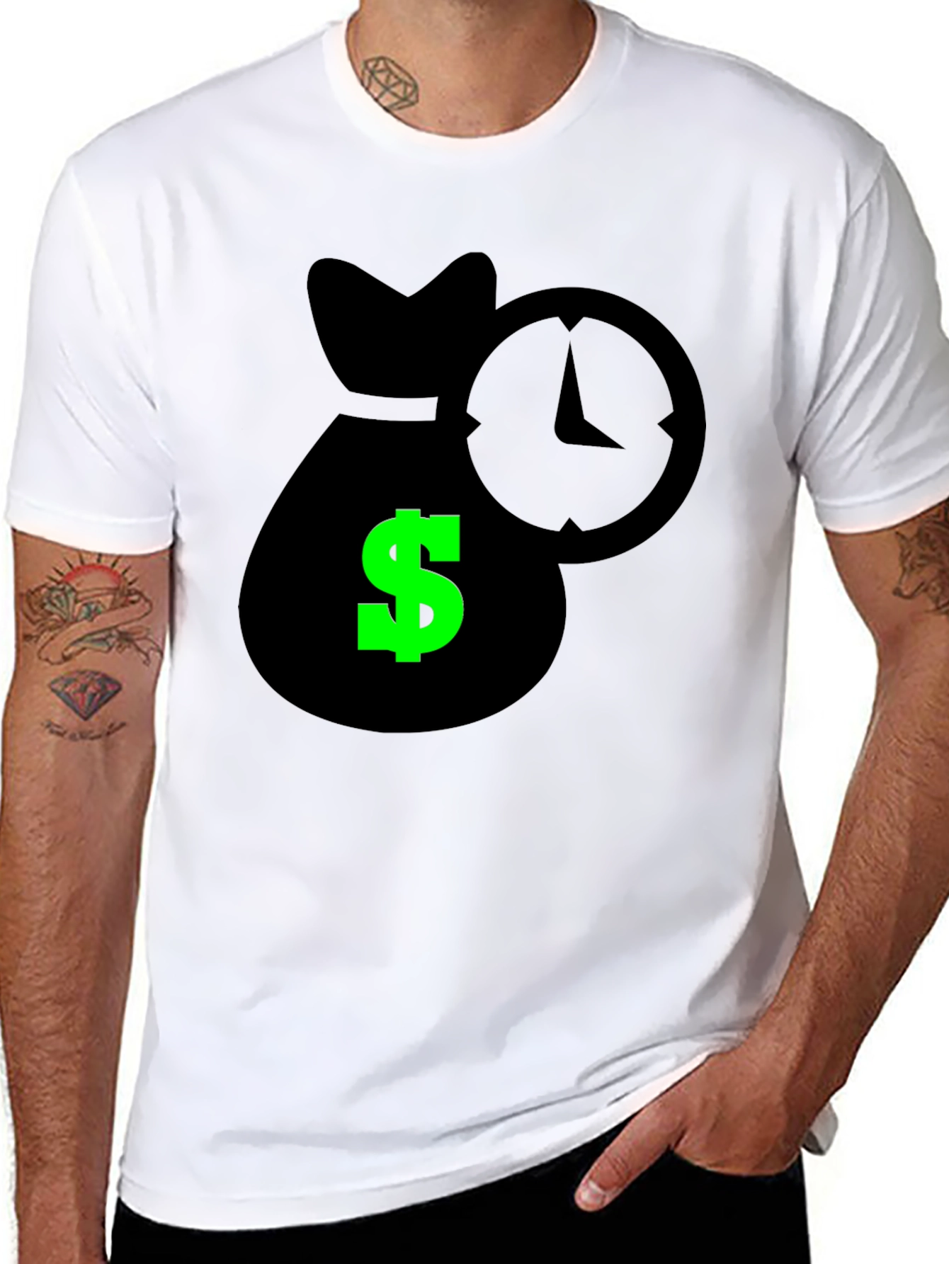 Time is Money Graphic Tee - Black Cotton Shirt