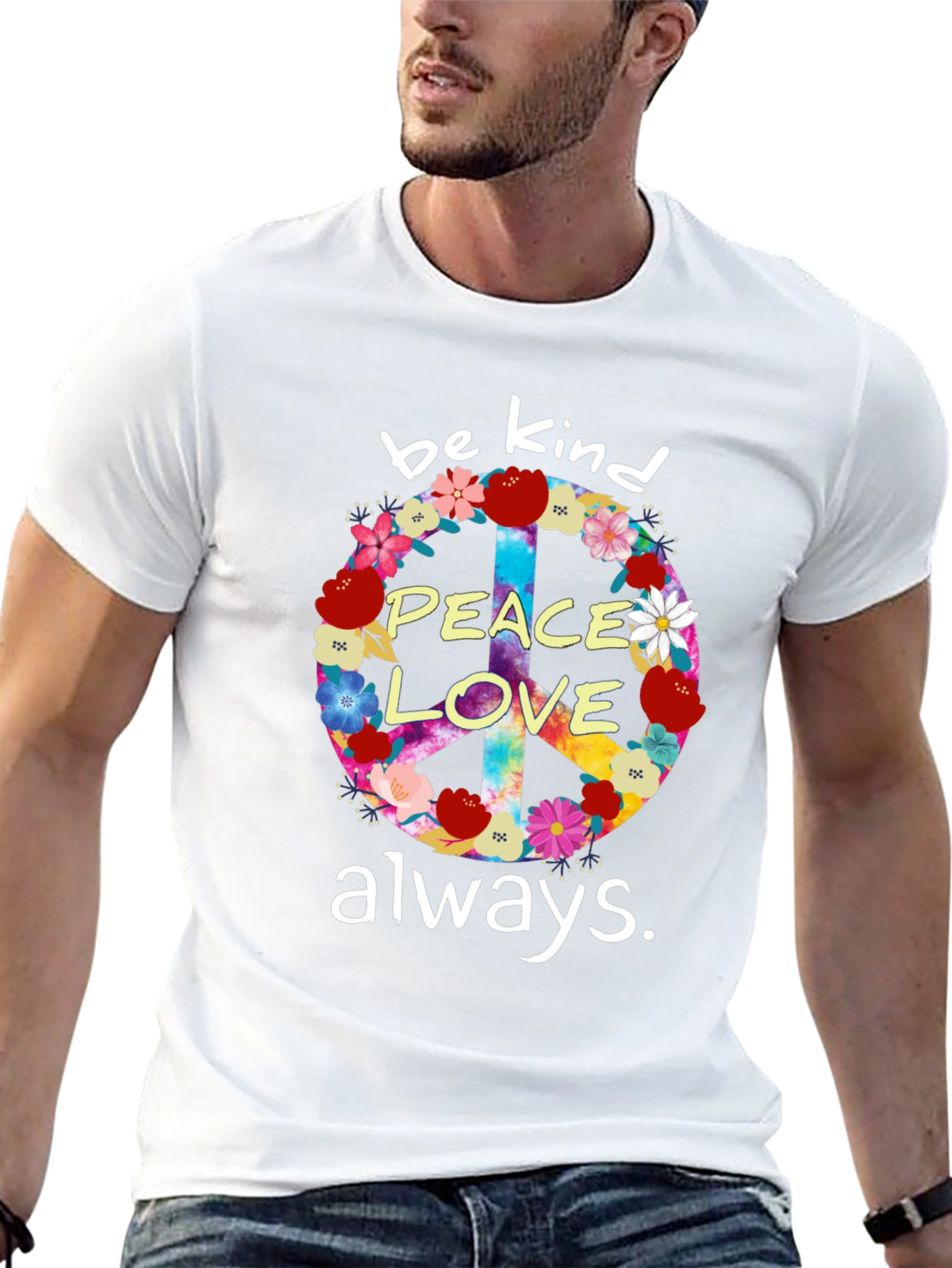 Peace Love Kindness T-Shirt - Floral Design