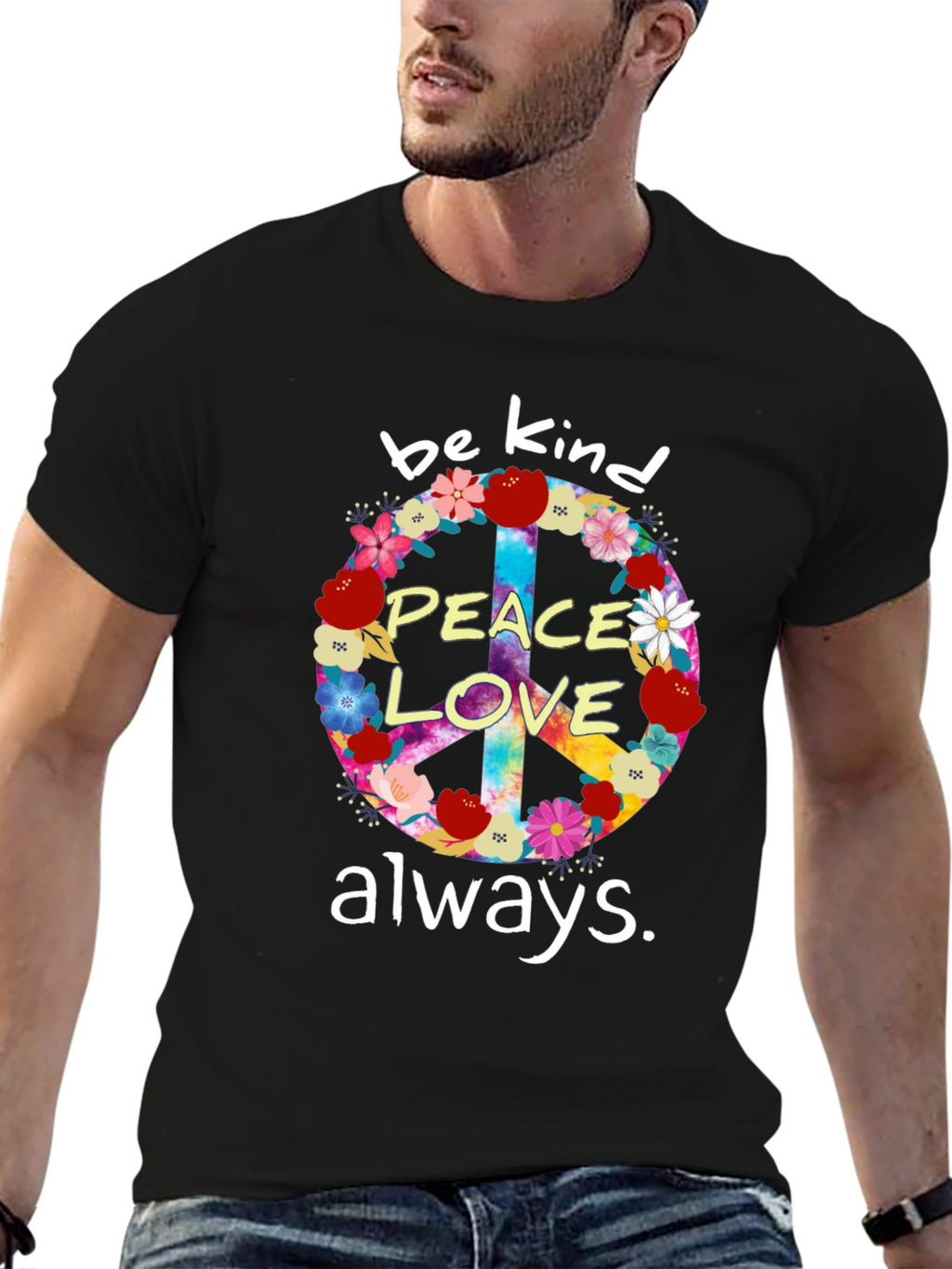 Peace Love Kindness T-Shirt - Floral Design