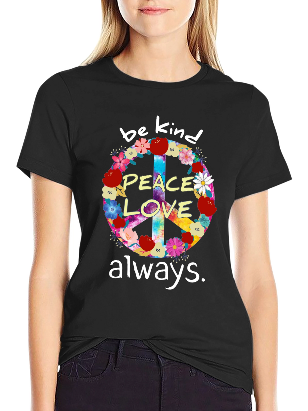 Peace Love Kindness T-Shirt - Floral Design