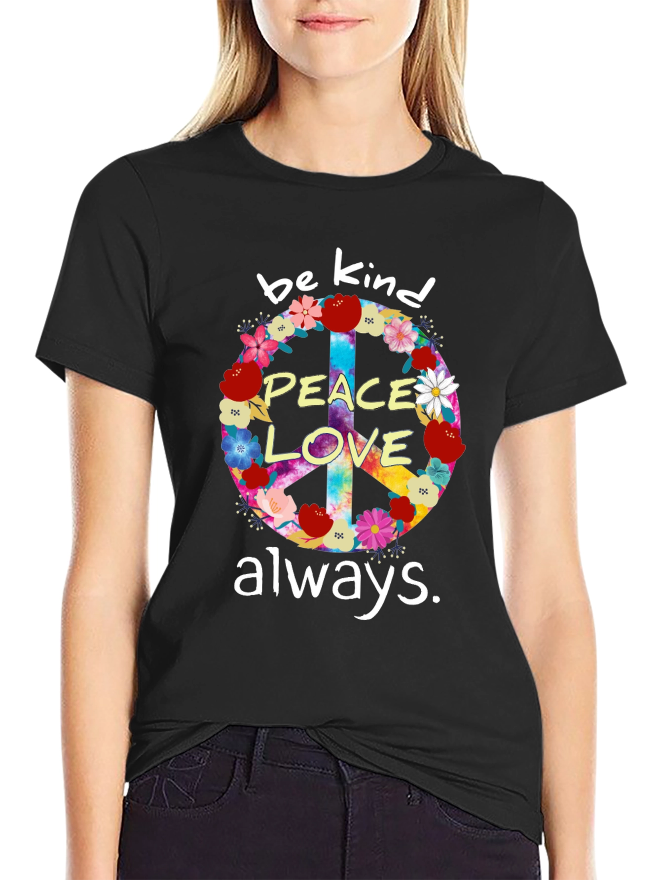 Peace Love Kindness T-Shirt - Floral Design