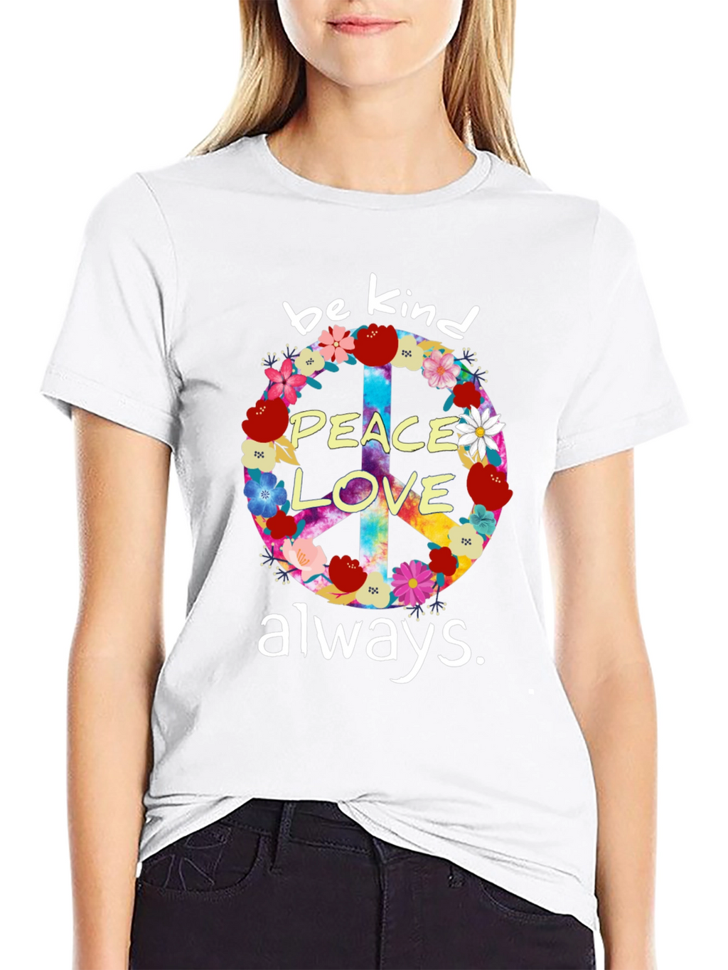 Peace Love Kindness T-Shirt - Floral Design
