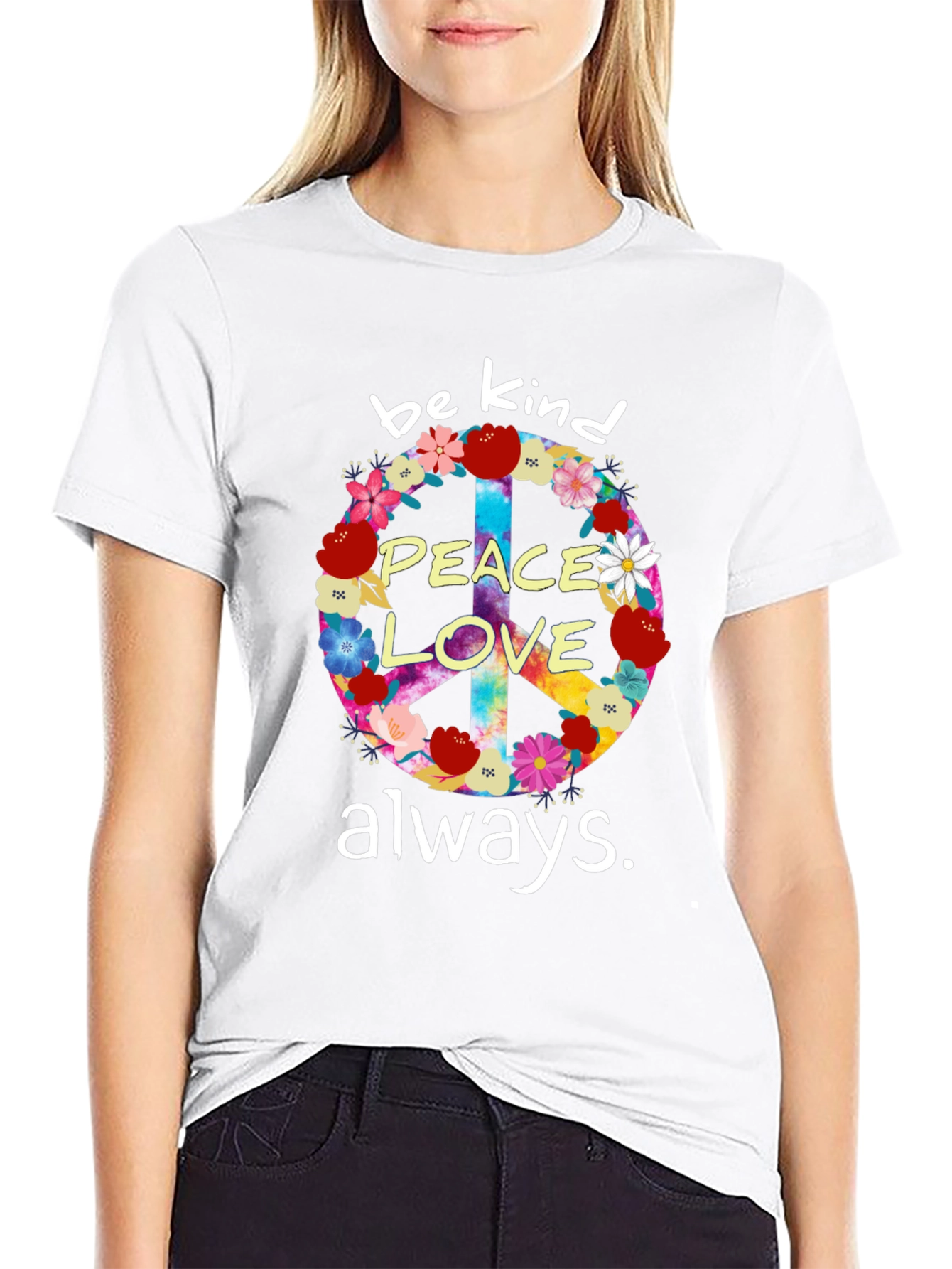 Peace Love Kindness T-Shirt - Floral Design