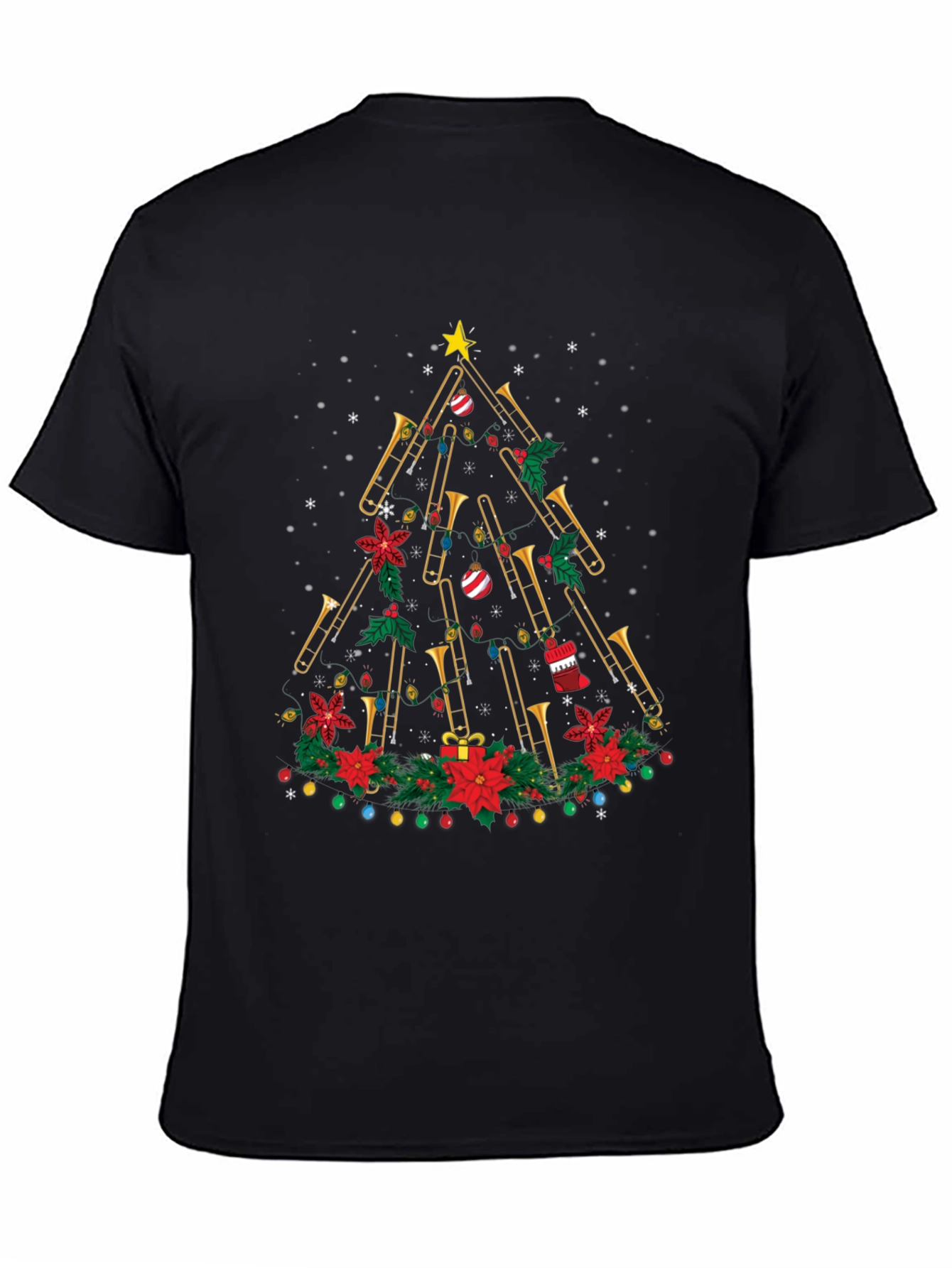 Trombone Christmas Tree Graphic Tee