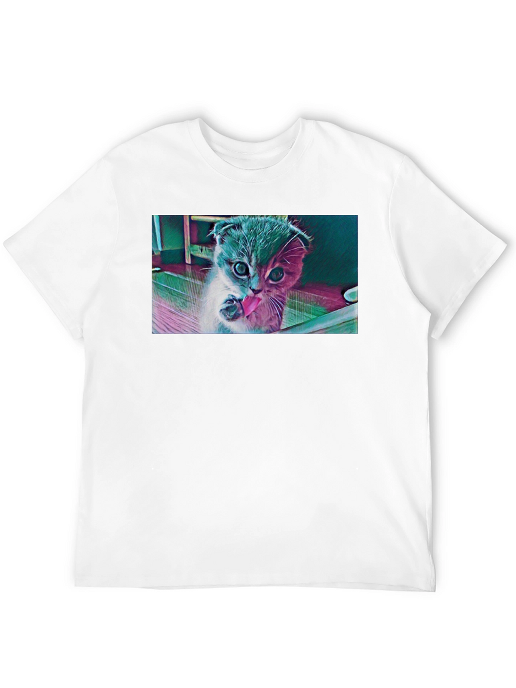Cute Kitten Graphic Black T-Shirt