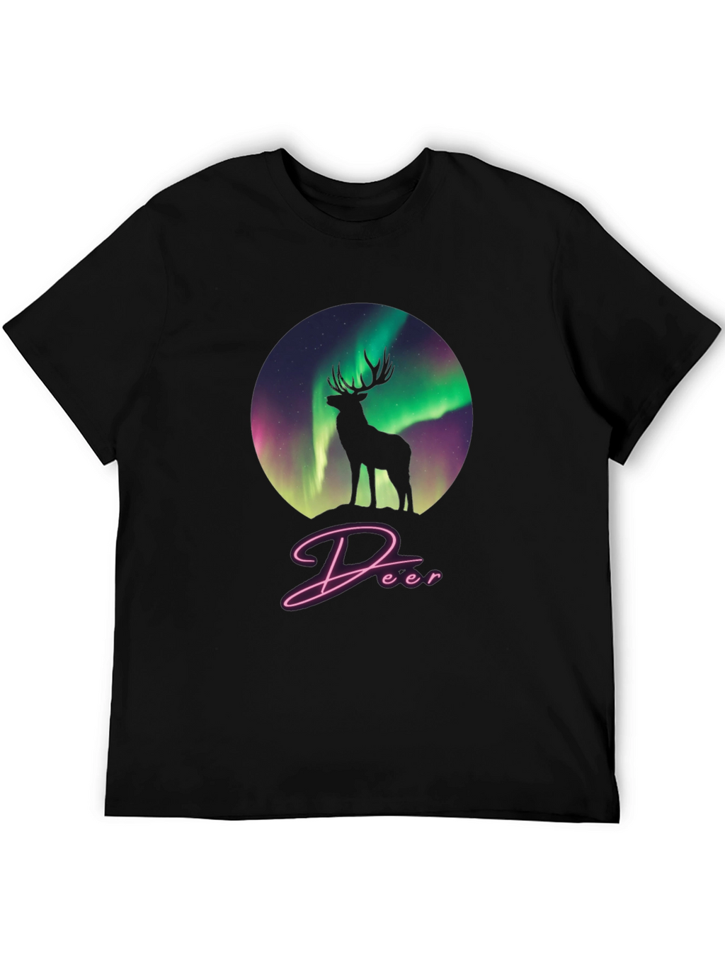Aurora Deer Graphic Tee - Black