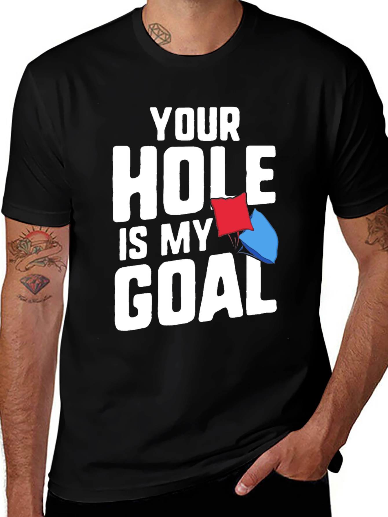 Your Hole is My Goal T-Shirt - Funny Cornhole Tee