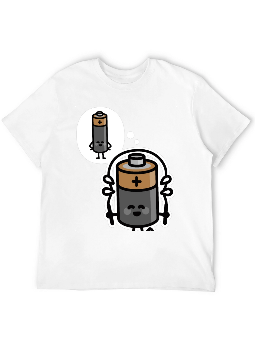 Funny Battery Cartoon Black T-Shirt