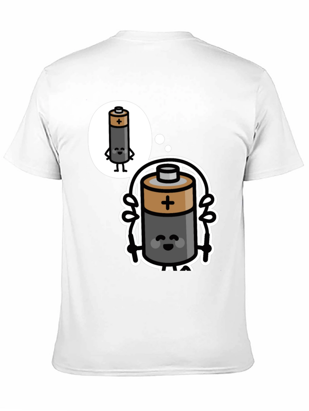 Funny Battery Cartoon Black T-Shirt
