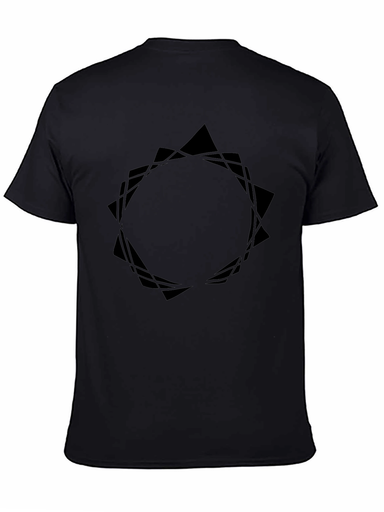 Mens Black Graphic Tee - Abstract Geometric Design