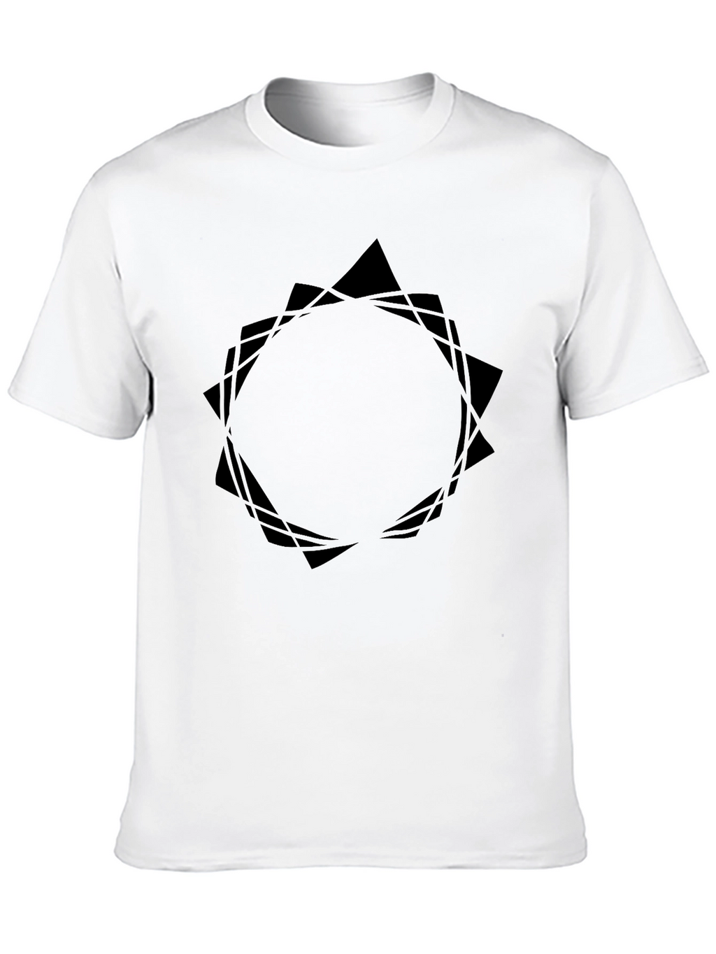 Mens Black Graphic Tee - Abstract Geometric Design