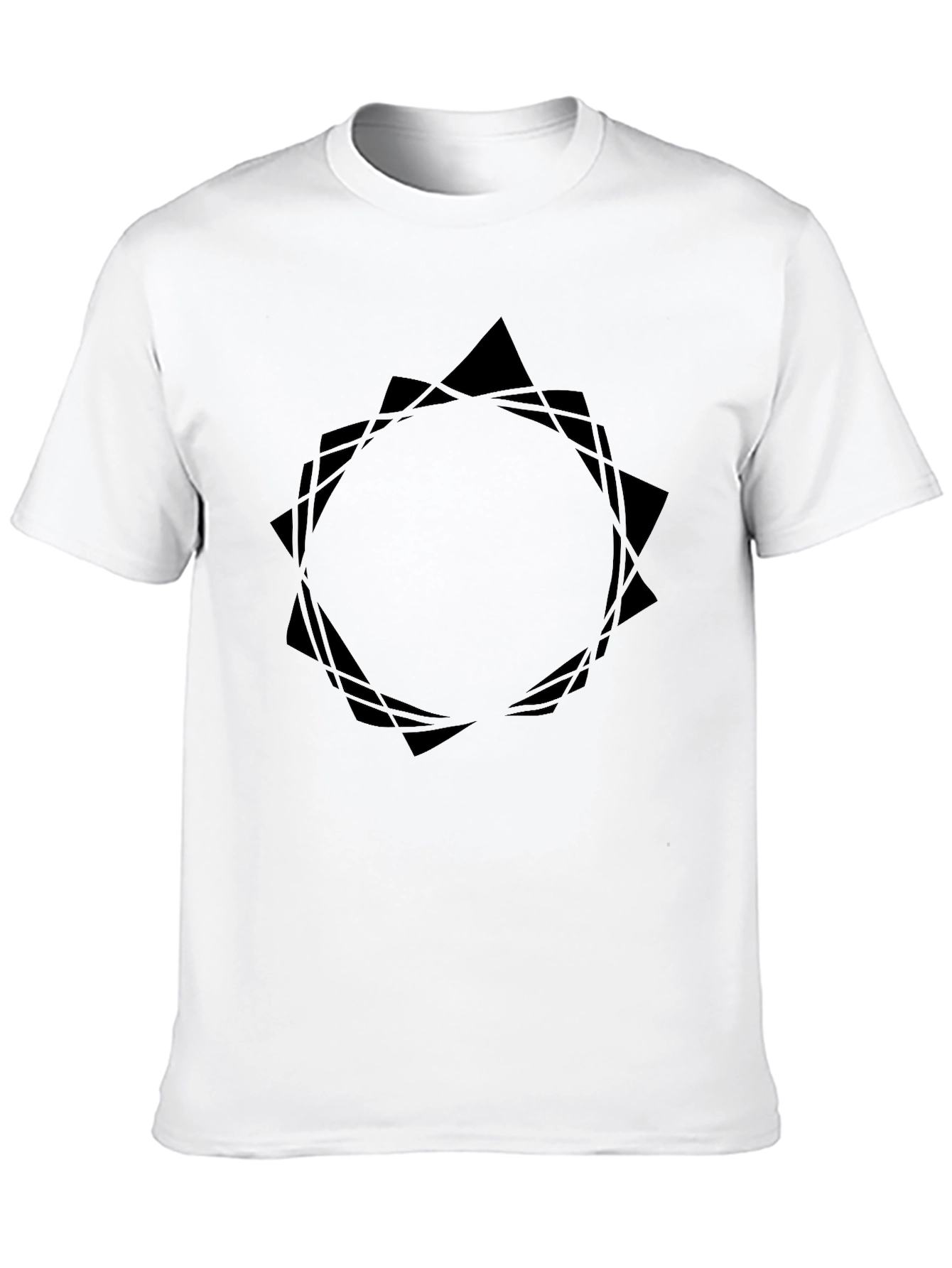Mens Black Graphic Tee - Abstract Geometric Design