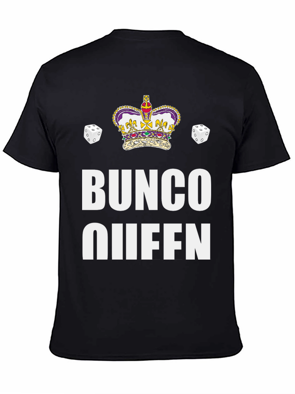 Bunco Queen Black T-Shirt with Crown & Dice