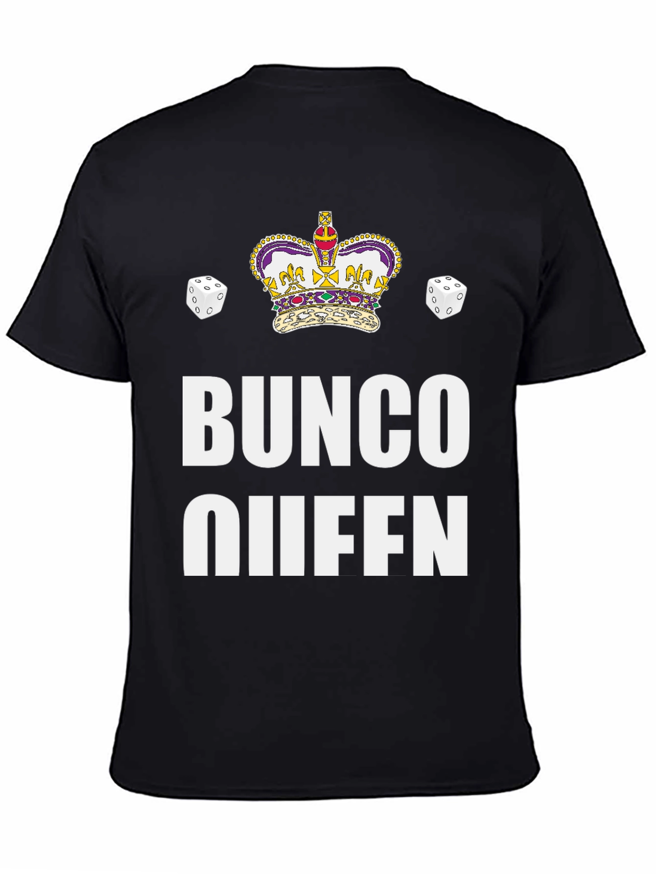 Bunco Queen Black T-Shirt with Crown & Dice