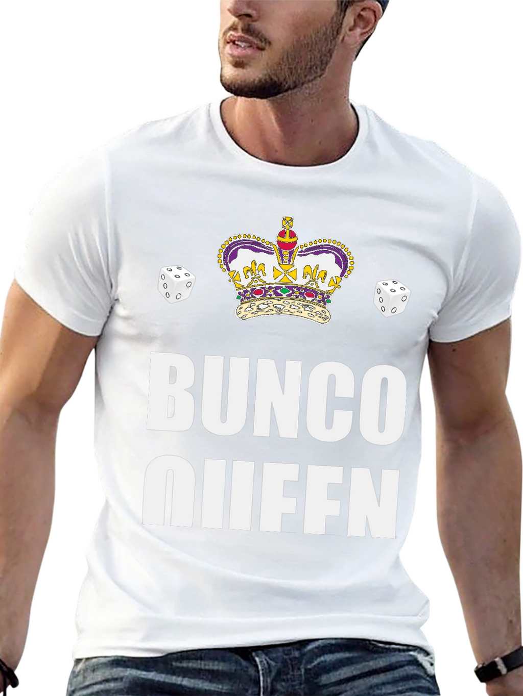 Bunco Queen Black T-Shirt with Crown & Dice