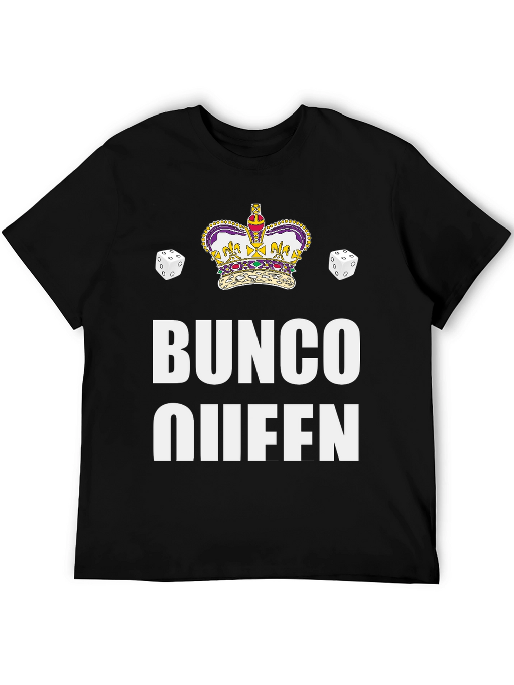 Bunco Queen Black T-Shirt with Crown & Dice