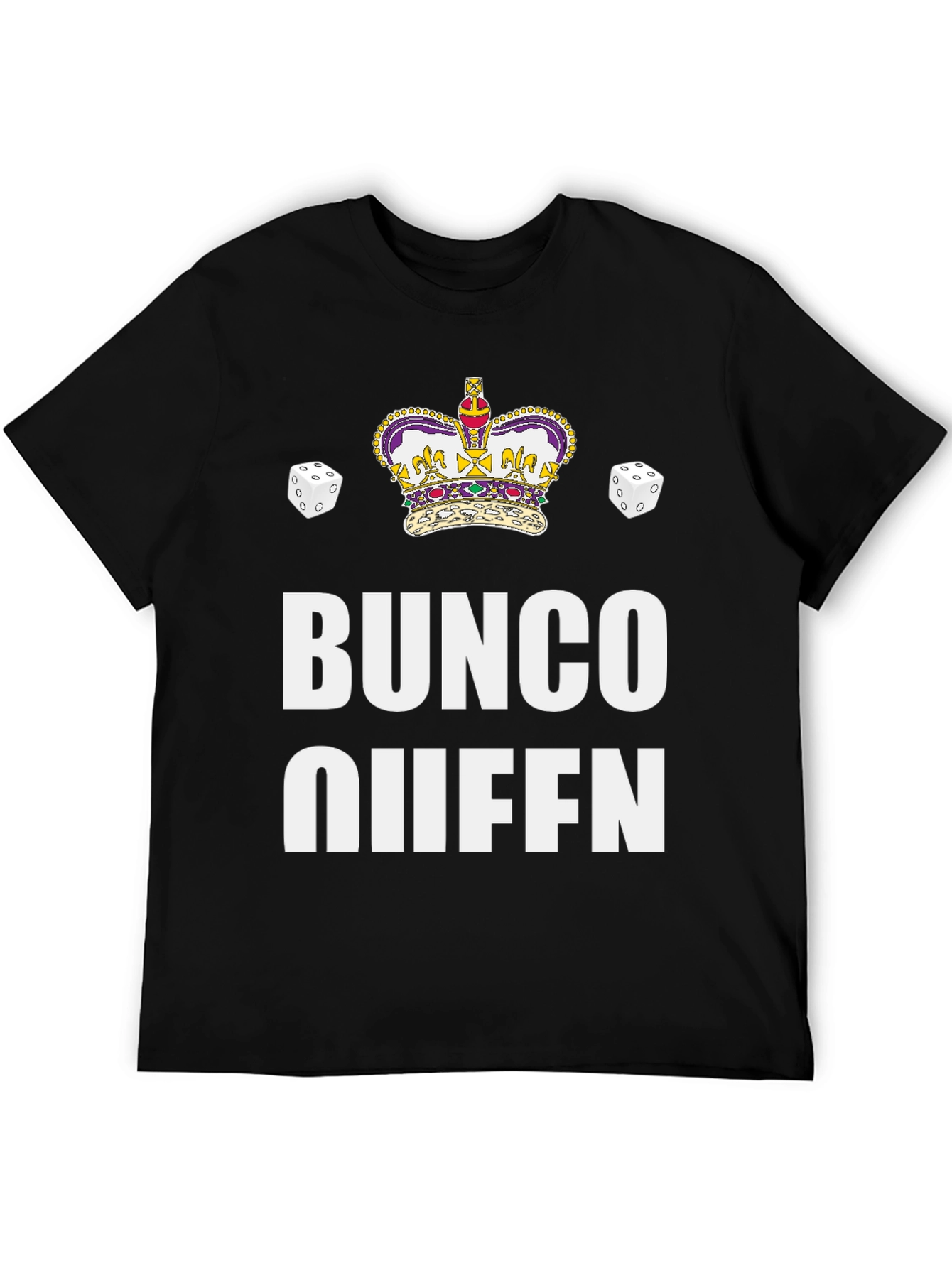 Bunco Queen Black T-Shirt with Crown & Dice