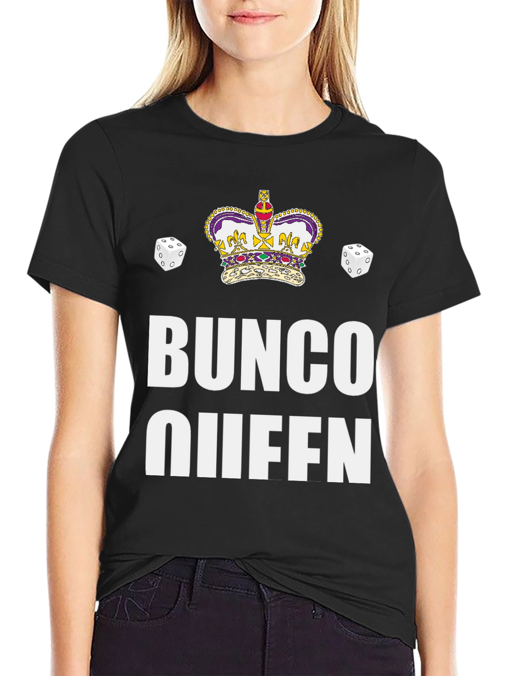 Bunco Queen Black T-Shirt with Crown & Dice