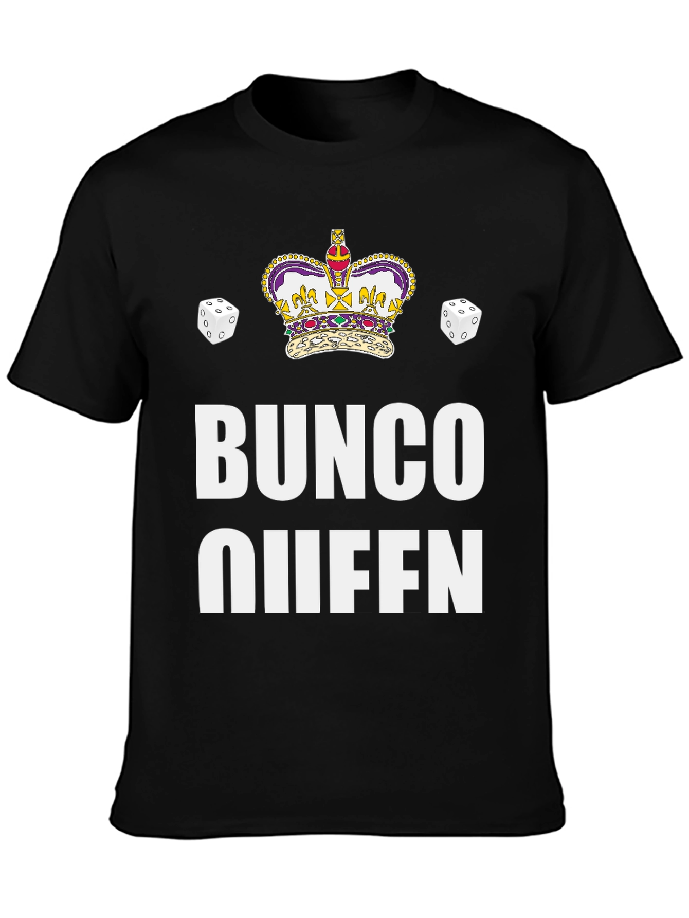 Bunco Queen Black T-Shirt with Crown & Dice