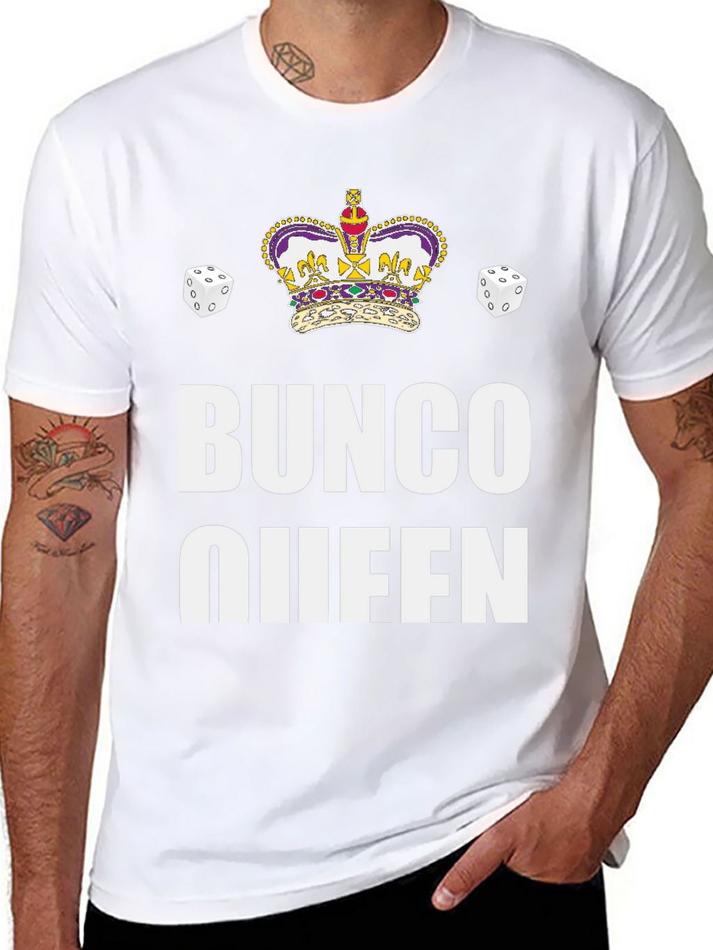 Bunco Queen Black T-Shirt with Crown & Dice