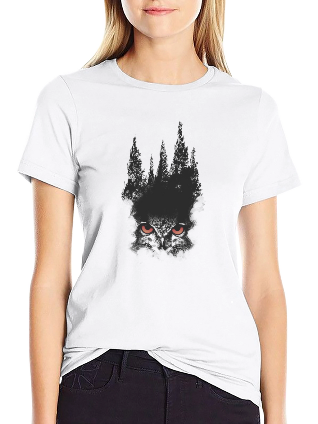 Mens Black Forest Owl Graphic Tee
