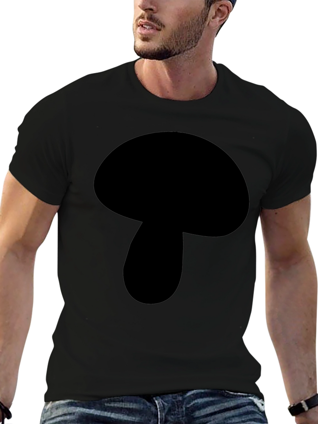 Mushroom Graphic Black T-Shirt - Casual Wear