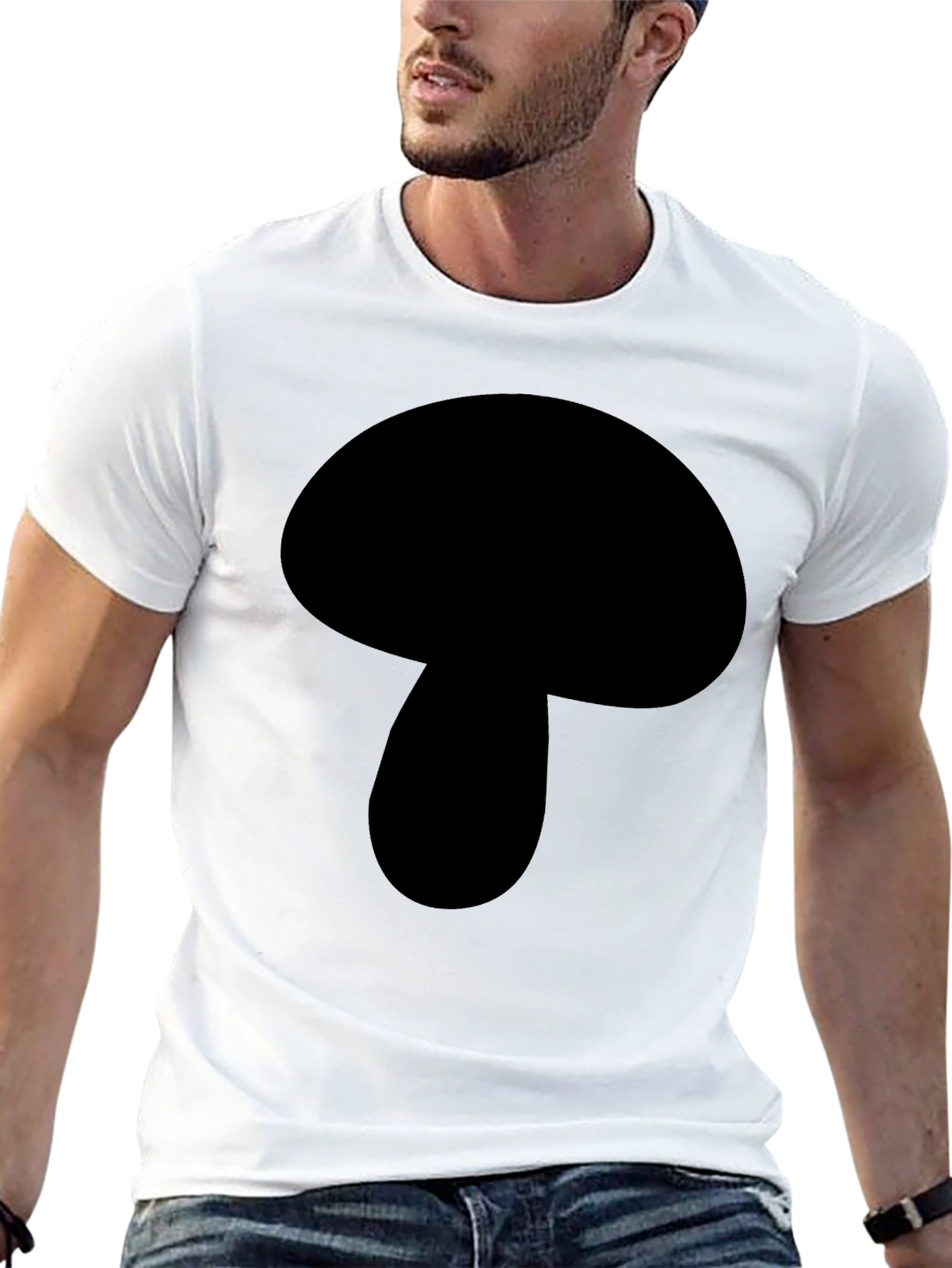 Mushroom Graphic Black T-Shirt - Casual Wear
